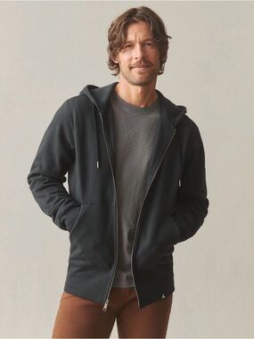 American Giant Men's Black Zip-Up Hoodie Sweater